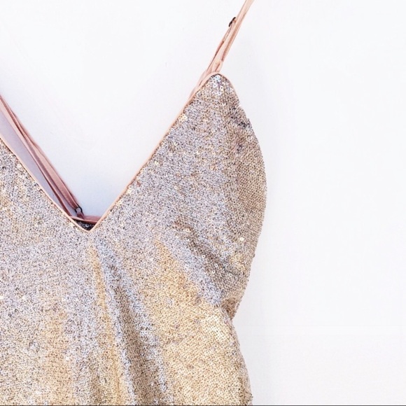 NWT THE JETSET DIARIES Gold Diamond Sequin Mini Dress - Picture 10 of 16